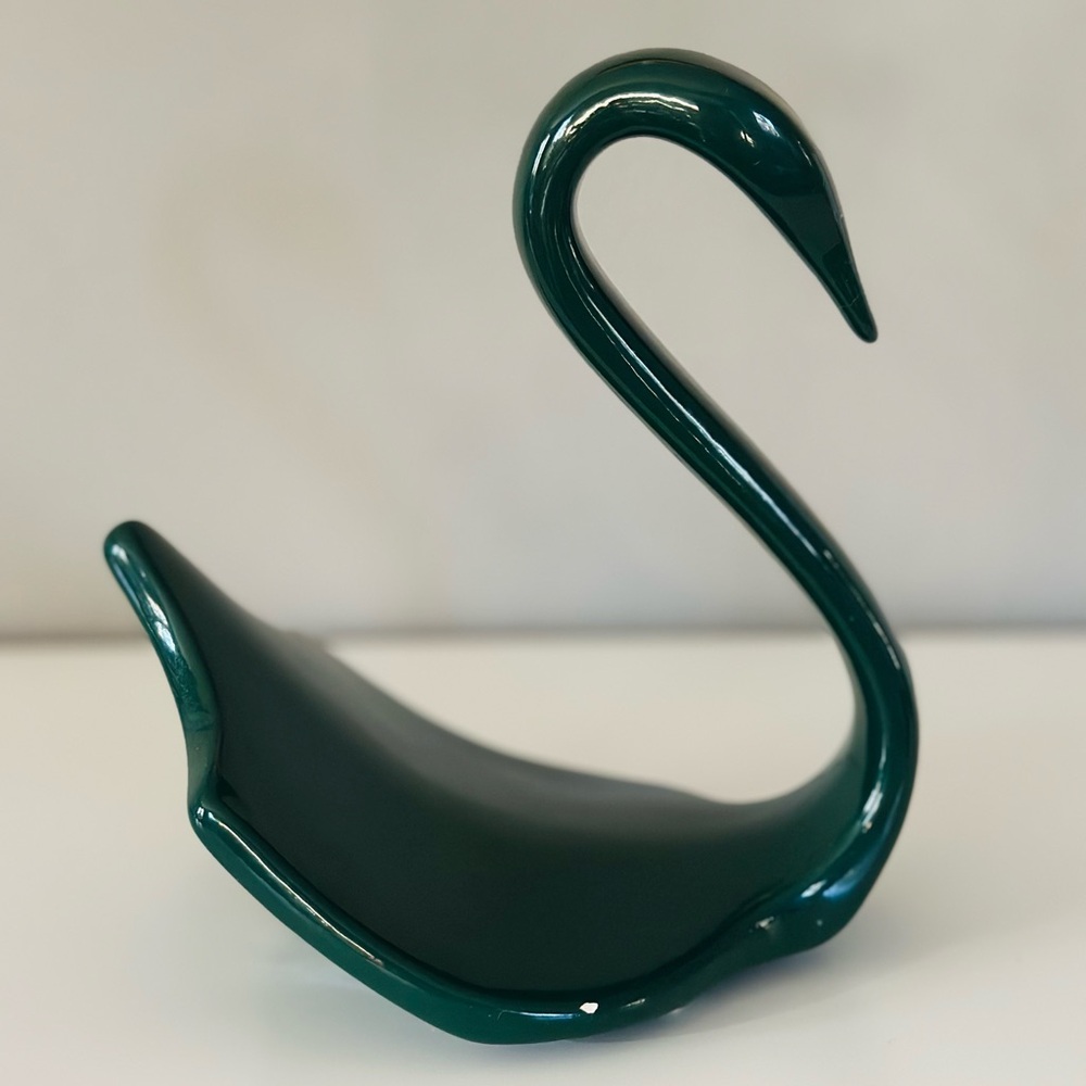 GREEN SALE 🍀 Dark green ceramic swan - Picture 6 of 12